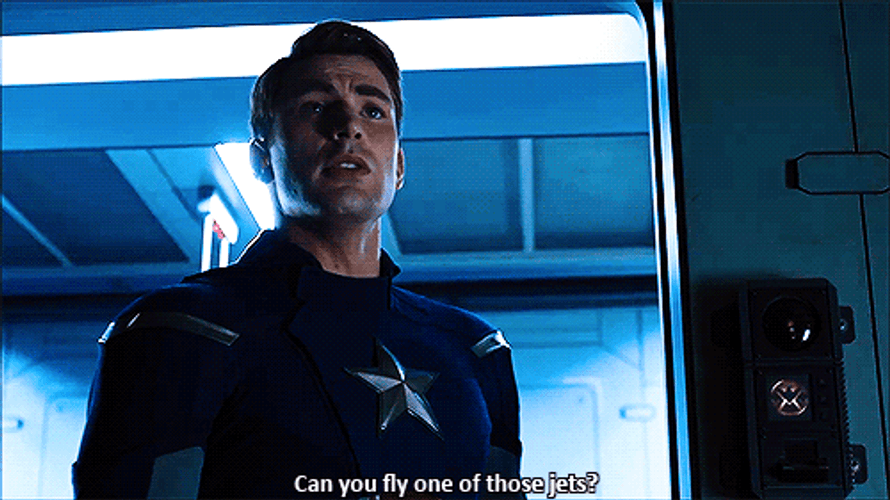 Question Flying Captain America GIF