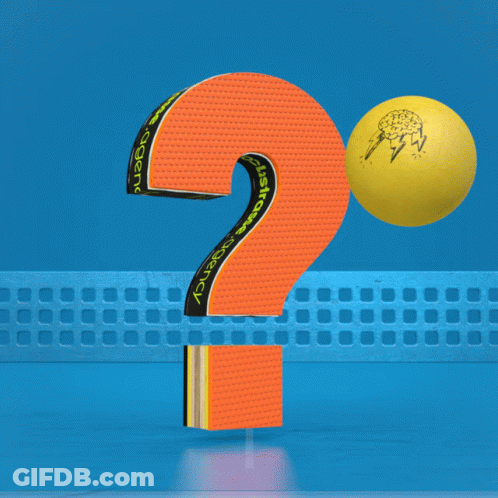 Question Mark On Ping Pong Table With Yellow Ball GIF
