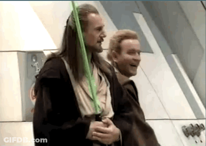 Qui-Gon Jinn And Obi Wan Laughing GIF