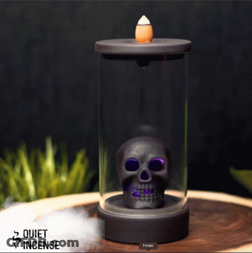 Quiet Incense Burner With Skull GIF