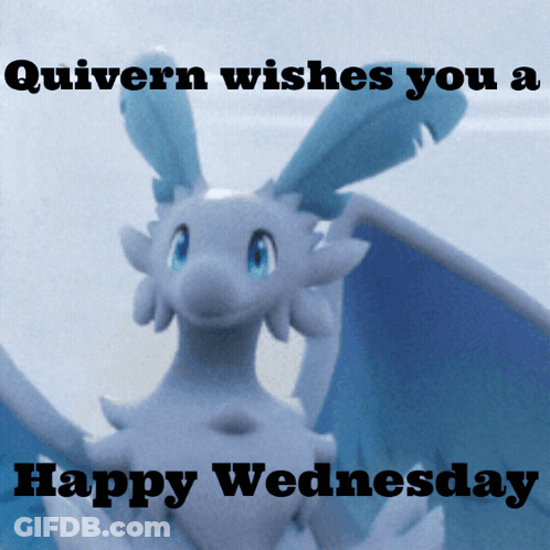 Quivern Wishes Happy Wednesday With Blue And White Dragon GIF