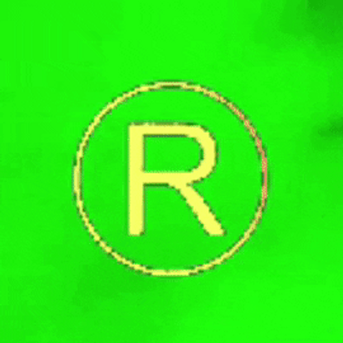 R Inside Circle On Green Background GIF