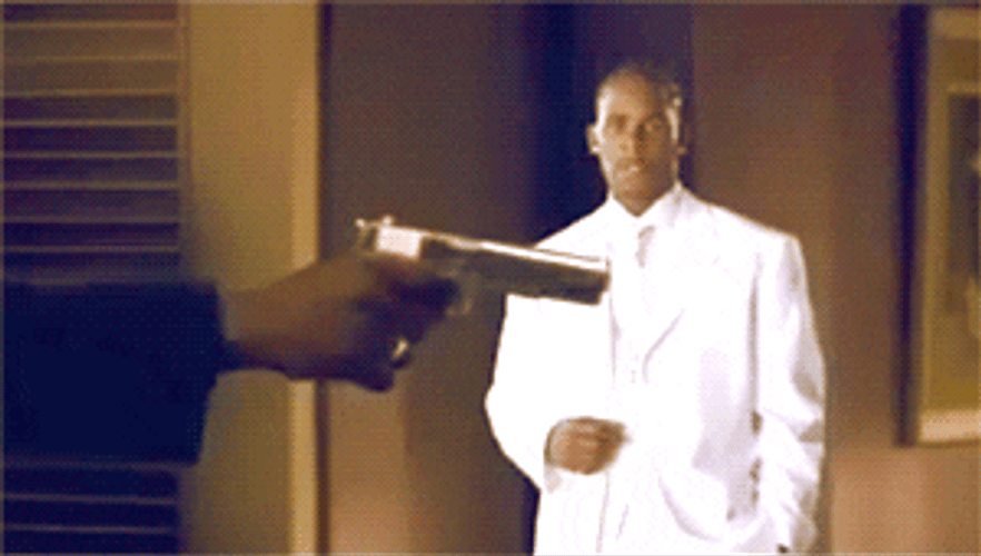 R Kelly Gun Point White Suit GIF