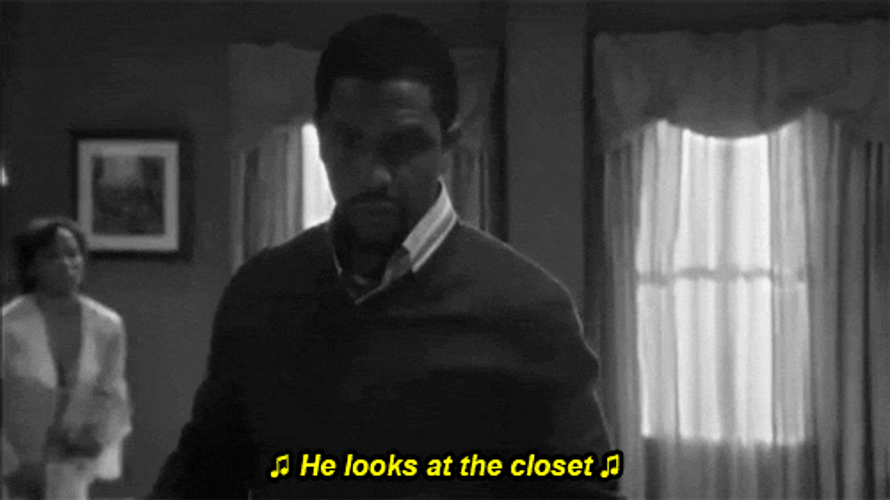 R Kelly Monochromatic Hiding In Closet GIF