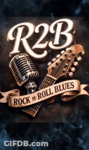 R2B Rock N Roll Blues Poster Guitar Microphone GIF