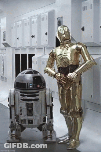 R2D2 And C3P0 Standing Together GIF