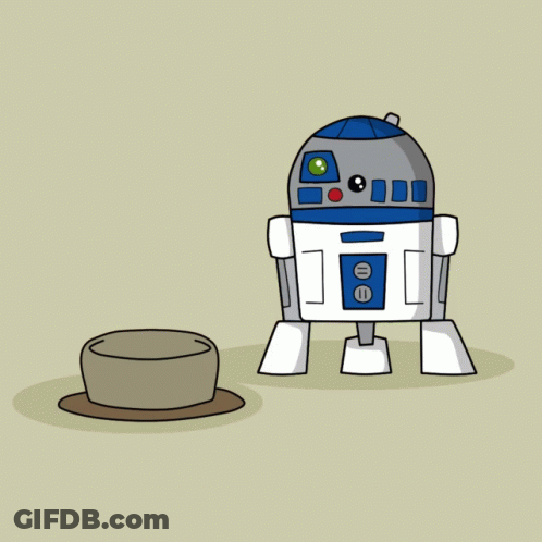 R2D2 Cartoon With Beep Speech Bubble GIF
