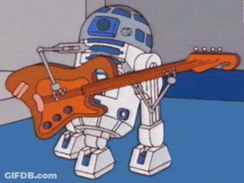 R2d2 Is Playing A Guitar In A Cartoon GIF