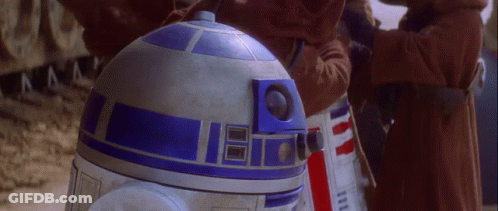 R2D2 Robot Close Up With Blue Stripe GIF