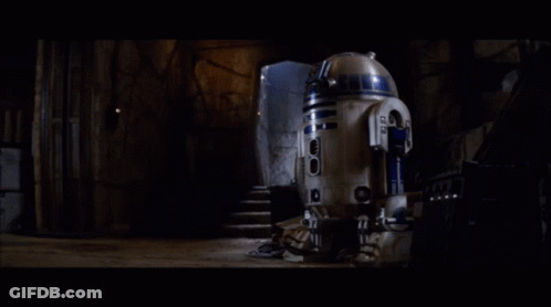 R2D2 Robot In Dark Room GIF
