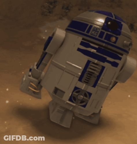 R2D2 Robot Standing In Dirt GIF