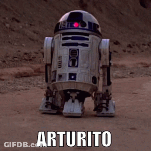 R2D2 Standing In Dirt With Arturito GIF