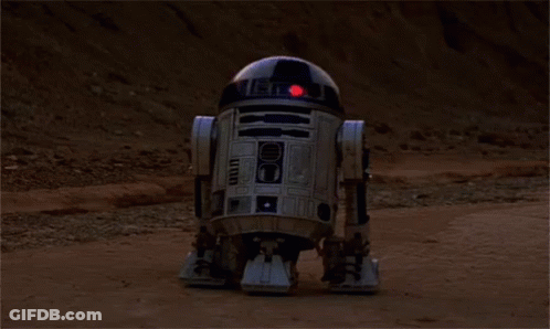 R2D2 Standing On Dirt Field GIF