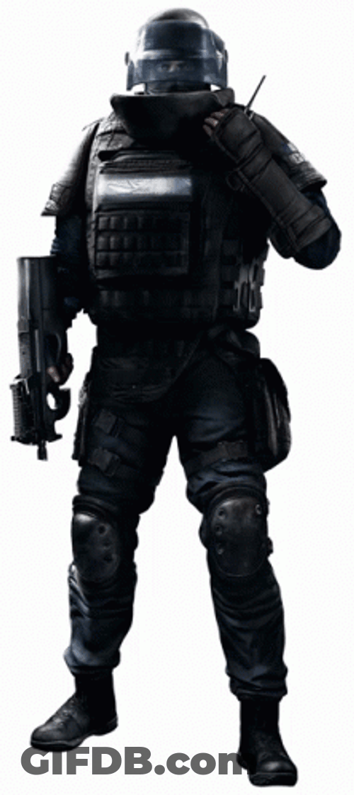 R6 Man On Black Suit GIF