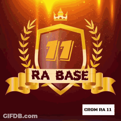 RA Base Logo With Crown And Laurel Wreath On Red GIF