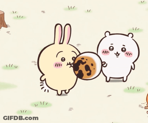 Rabbit And Bear Holding Cookie GIF