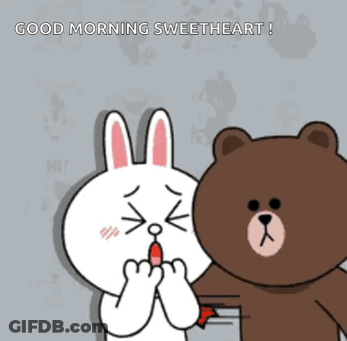 Rabbit And Bear Saying Good Morning GIF