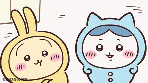Rabbit And Cat Standing Together GIF