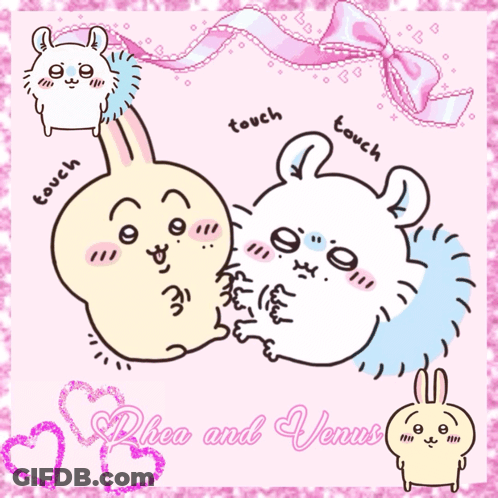Rabbit And Hedgehog With Touch GIF
