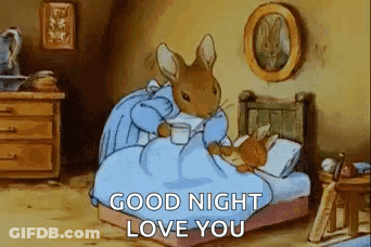 Rabbit And Mouse Laying In Bed Good Night Love You GIF