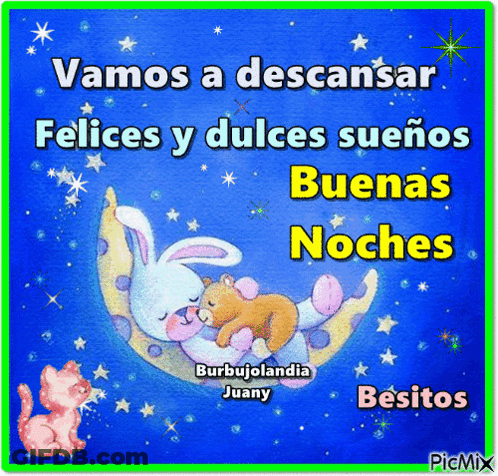 Rabbit And Teddy Bear Sleeping On Moon GIF