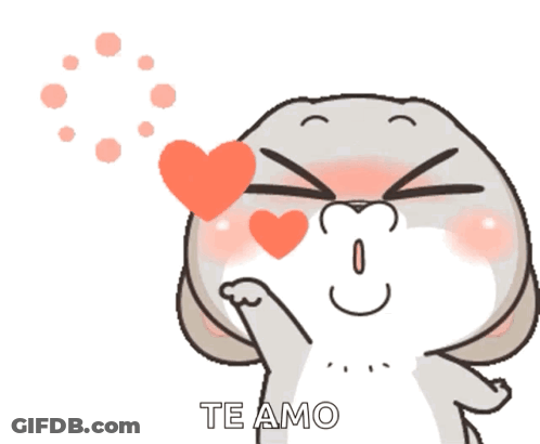 Rabbit Blowing Heart With Te Amo GIF