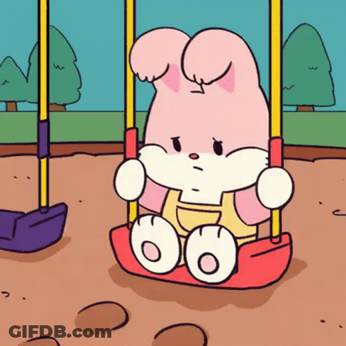 Rabbit Character Playing Alone Showing Sadness GIF