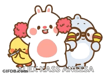 Rabbit Hamster And Duck Holding Flowers GIF