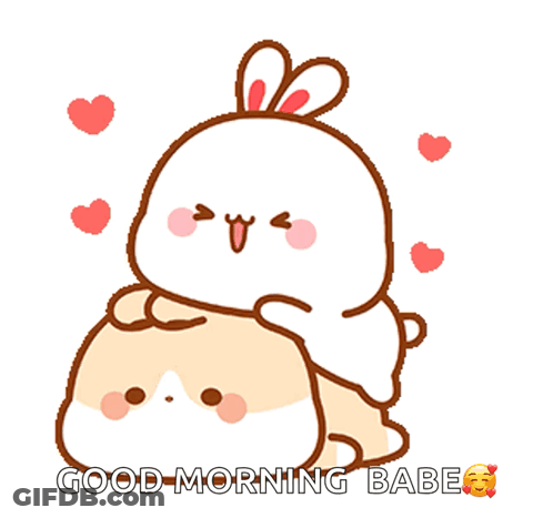 Rabbit Holding Cell Phone Saying Good Morning Babe GIF
