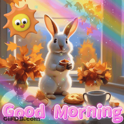 Rabbit Holding Coffee Good Morning GIF