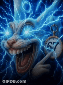 Rabbit Holding Pocket Watch Number 67 GIF