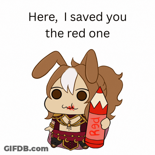 Rabbit Holding Red Pencil Saying Here I Saved You The Red One GIF
