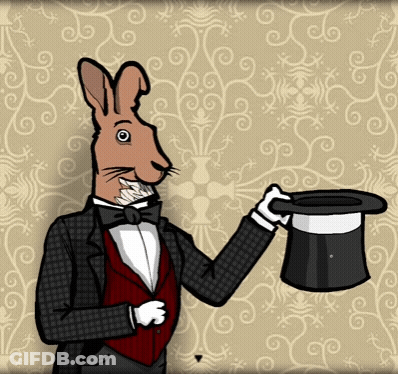 Rabbit Holding Top Hat GIF