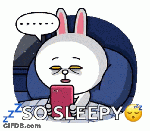 Rabbit In Bed On Phone So Sleepy GIF