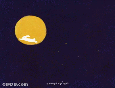 Rabbit Jumping Over Full Moon Www.ormal.com GIF
