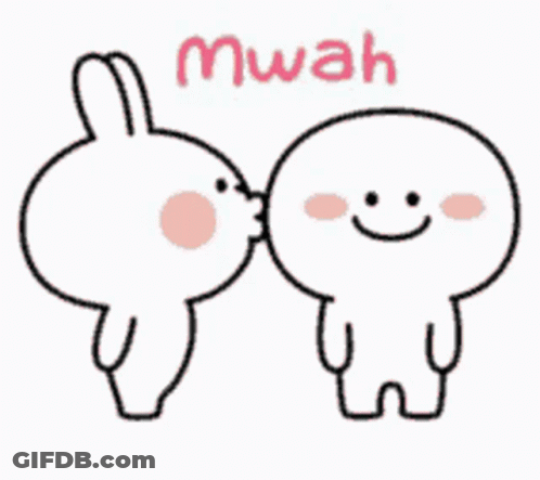 Rabbit Kissing Another Rabbit Saying Mwah GIF