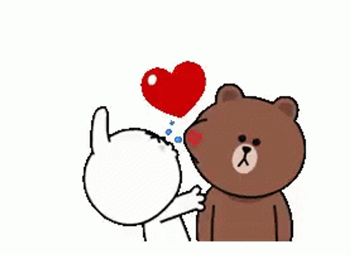 Rabbit Kissing Bear Funny Love GIF