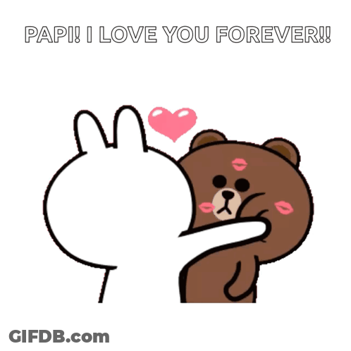 Rabbit Kissing Brown Bear Papi I Love You Forever GIF