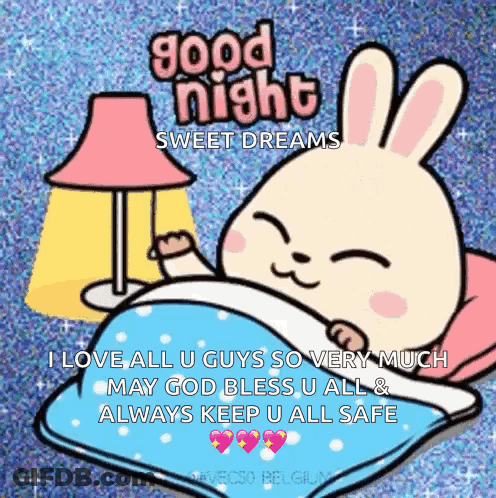 Rabbit Laying In Bed Good Night Sweet Dreams GIF