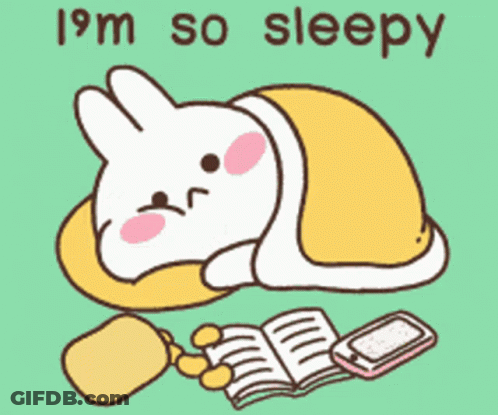 Rabbit Laying Under Blanket Saying I'm So Sleepy GIF