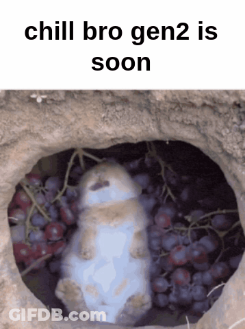 Rabbit Lying In Hole Of Grapes Chill Bro Gen2 Is Soon GIF