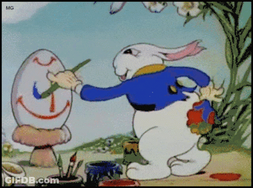 Rabbit Painting Egg With Face GIF