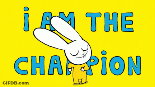 Rabbit Saying I Am The Champion GIF