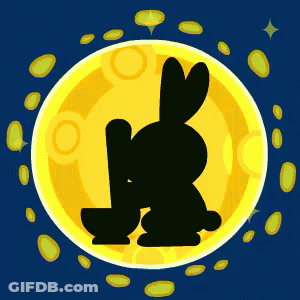 Rabbit Silhouette In Front Of Yellow Circle GIF