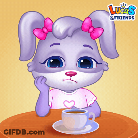 Rabbit Sitting At Table With Coffee Lucas & Friends GIF