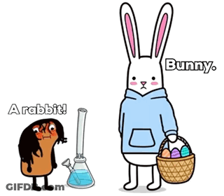 Rabbit Smoking Bong And Bunny Carrying Easter Basket GIF