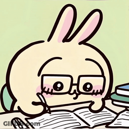 Rabbit Wearing Glasses Writing In Notebook GIF