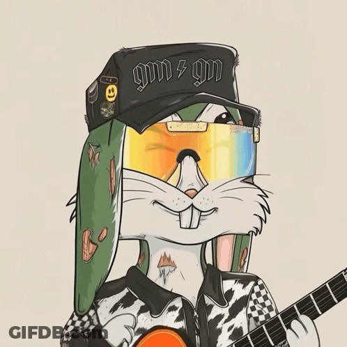 Rabbit Wearing Sunglasses And Hat Saying Gm & Gm GIF