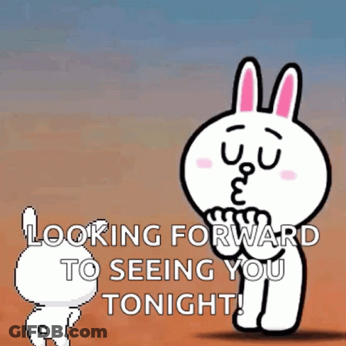 Rabbit With Heart Eyes Saying Looking Forward To Seeing You Tonight GIF