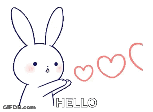 Rabbit With Hearts Saying Hello GIF